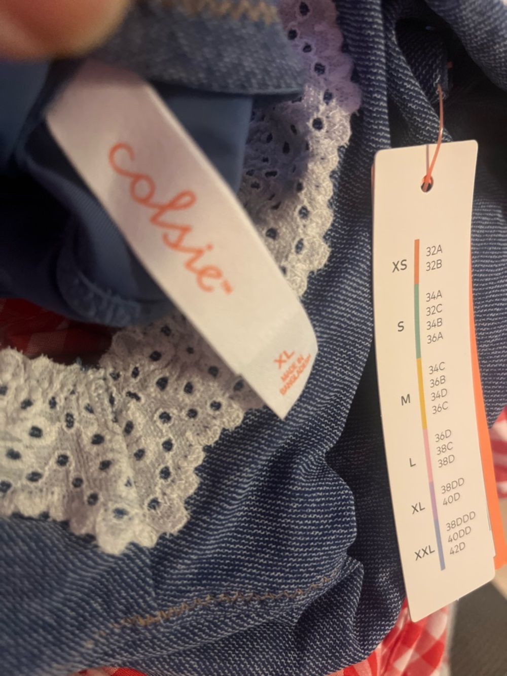 Colsie Blue Denim Lace Trim Bralette size XL - Picture 10 of 10